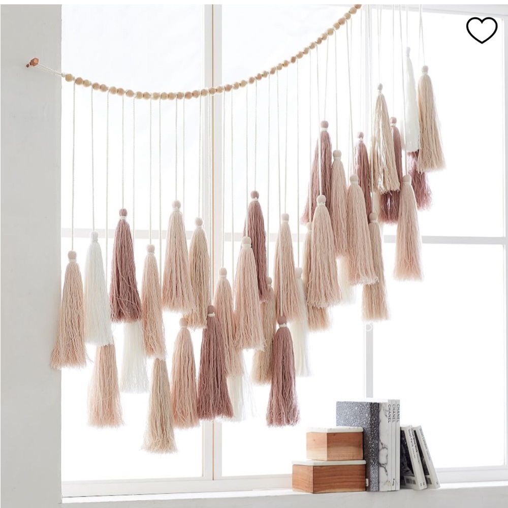 West Elm Blush and Cream Tassel Wall Hanging
